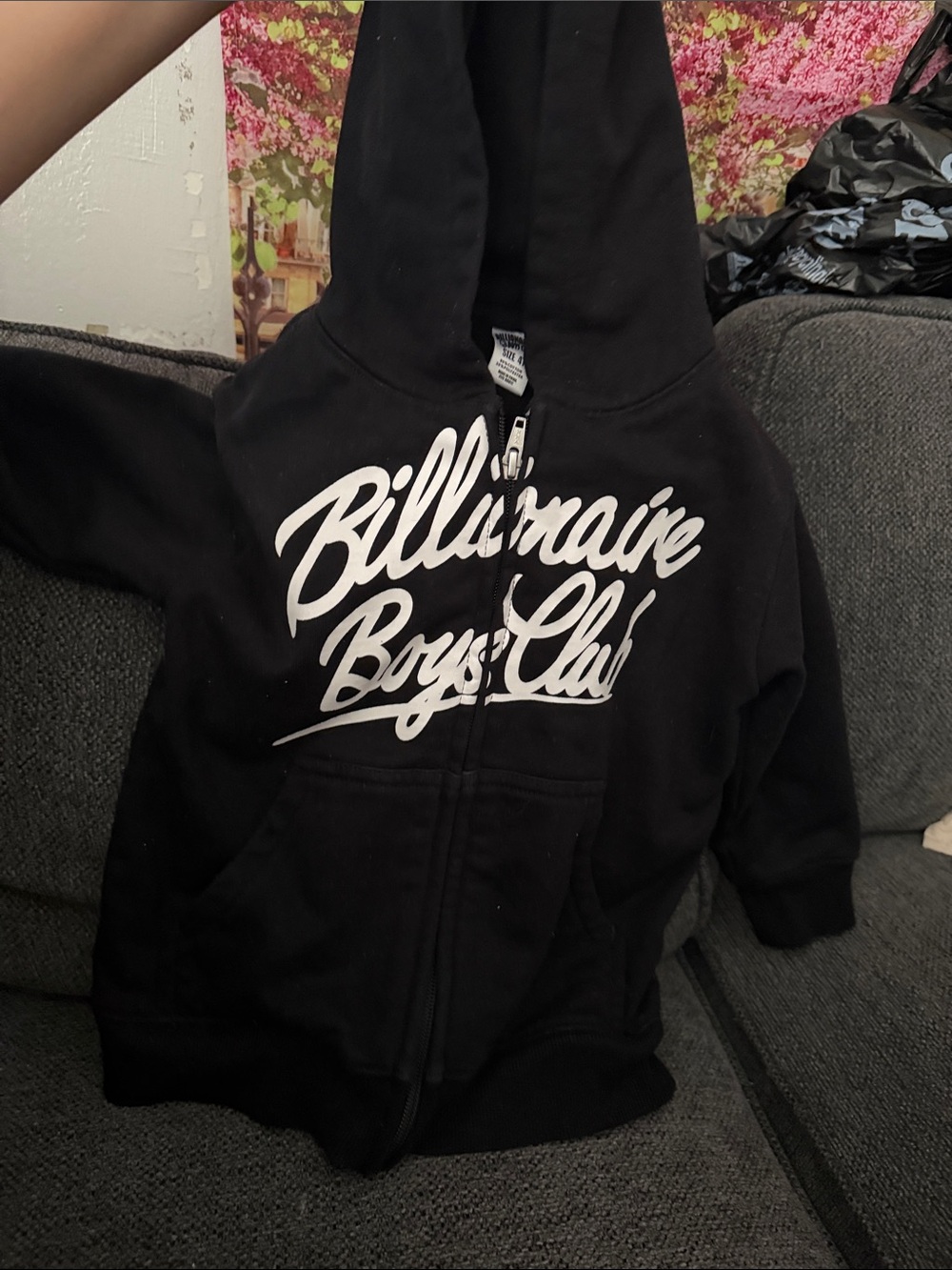 Billionaire Boys Club Black Kids' White Script Zip Hoodie
